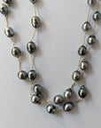 9-11mm Semi-Baroque Tahitian Pearl Station Long Necklace - Marina Korneev Fine Pearls