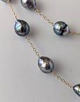 9-11mm Semi-Baroque Tahitian Pearl Station Long Necklace - Marina Korneev Fine Pearls