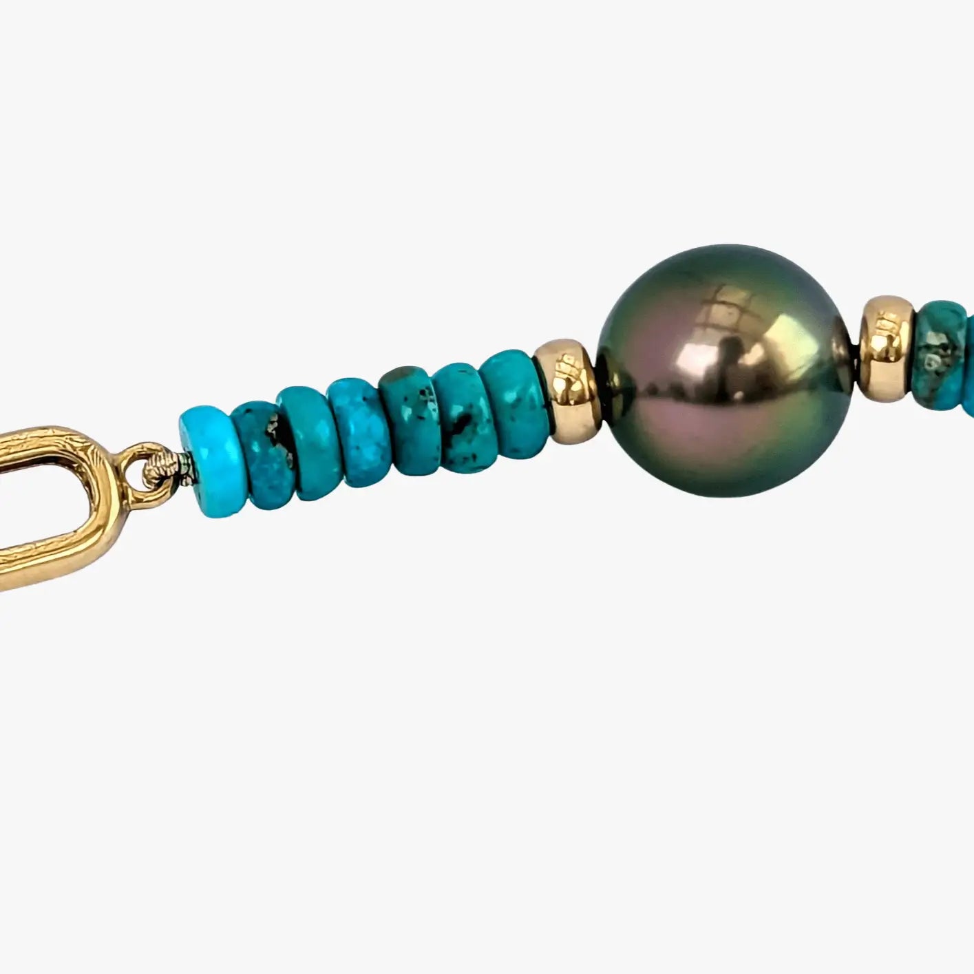 9-11mm Tahitian Pearl and Turquoise Necklace - Marina Korneev Fine Pearls