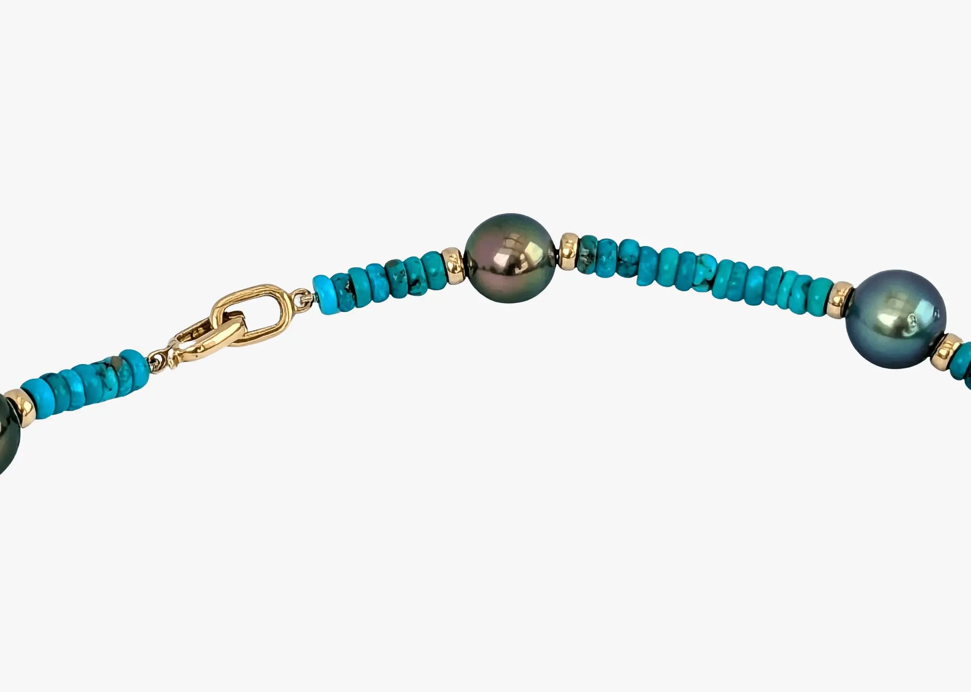 9-11mm Tahitian Pearl and Turquoise Necklace - Marina Korneev Fine Pearls