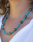 9-11mm Tahitian Pearl and Turquoise Necklace - Marina Korneev Fine Pearls