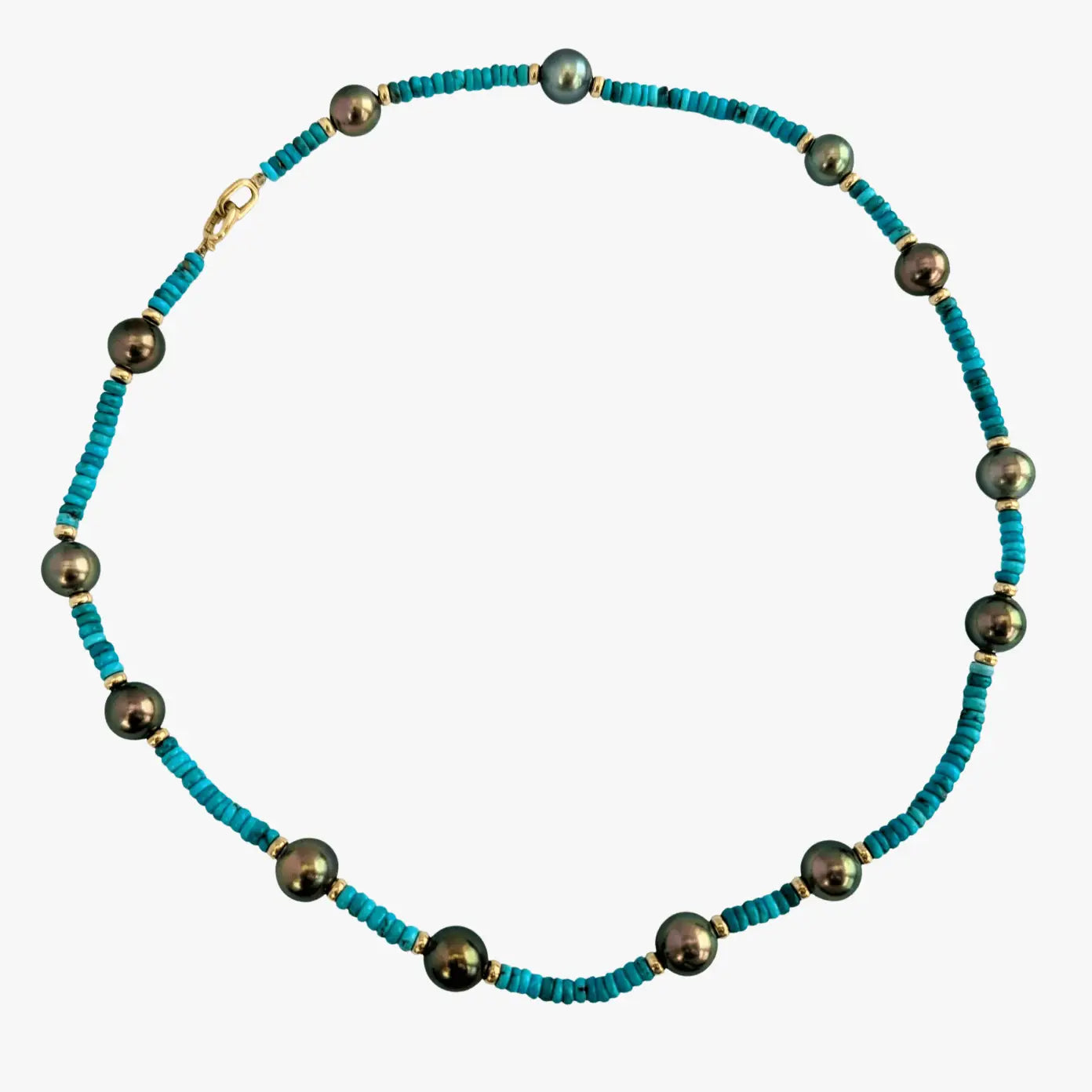 9-11mm Tahitian Pearl and Turquoise Necklace - Marina Korneev Fine Pearls