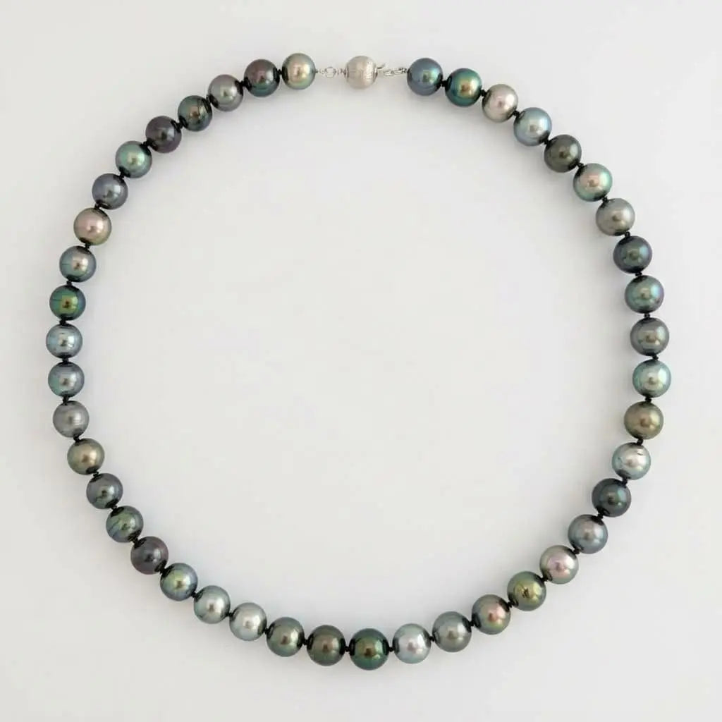 9 - 11mm Green Mix Tahitian Pearl Necklace Elegant Strands by Marina Korneev