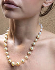 9 - 13mm Ombre Akoya and Golden South Sea Pearl Station Necklace - Marina Korneev