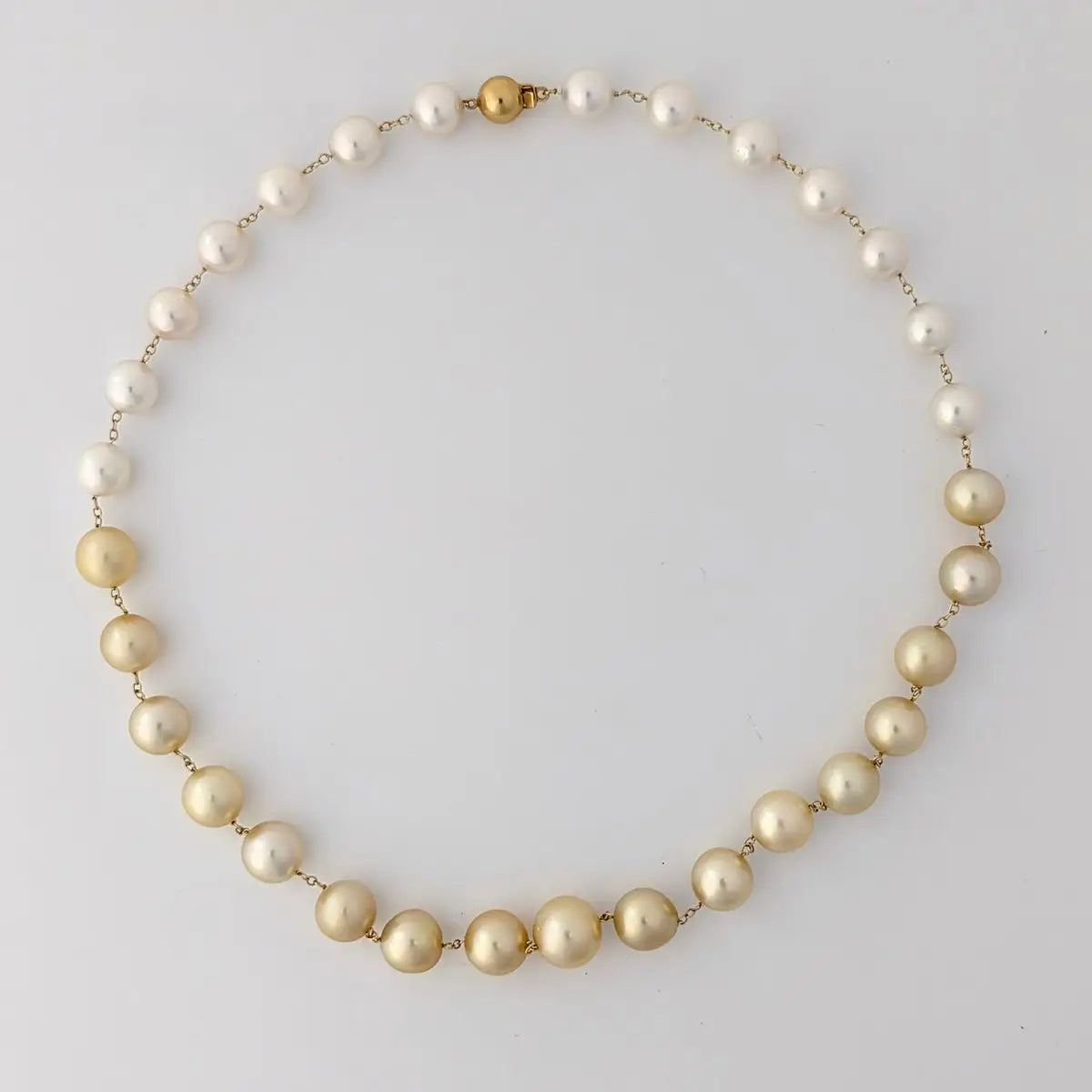 9-13mm Ombre Akoya and Golden South Sea Pearl Station Necklace - Marina Korneev FP