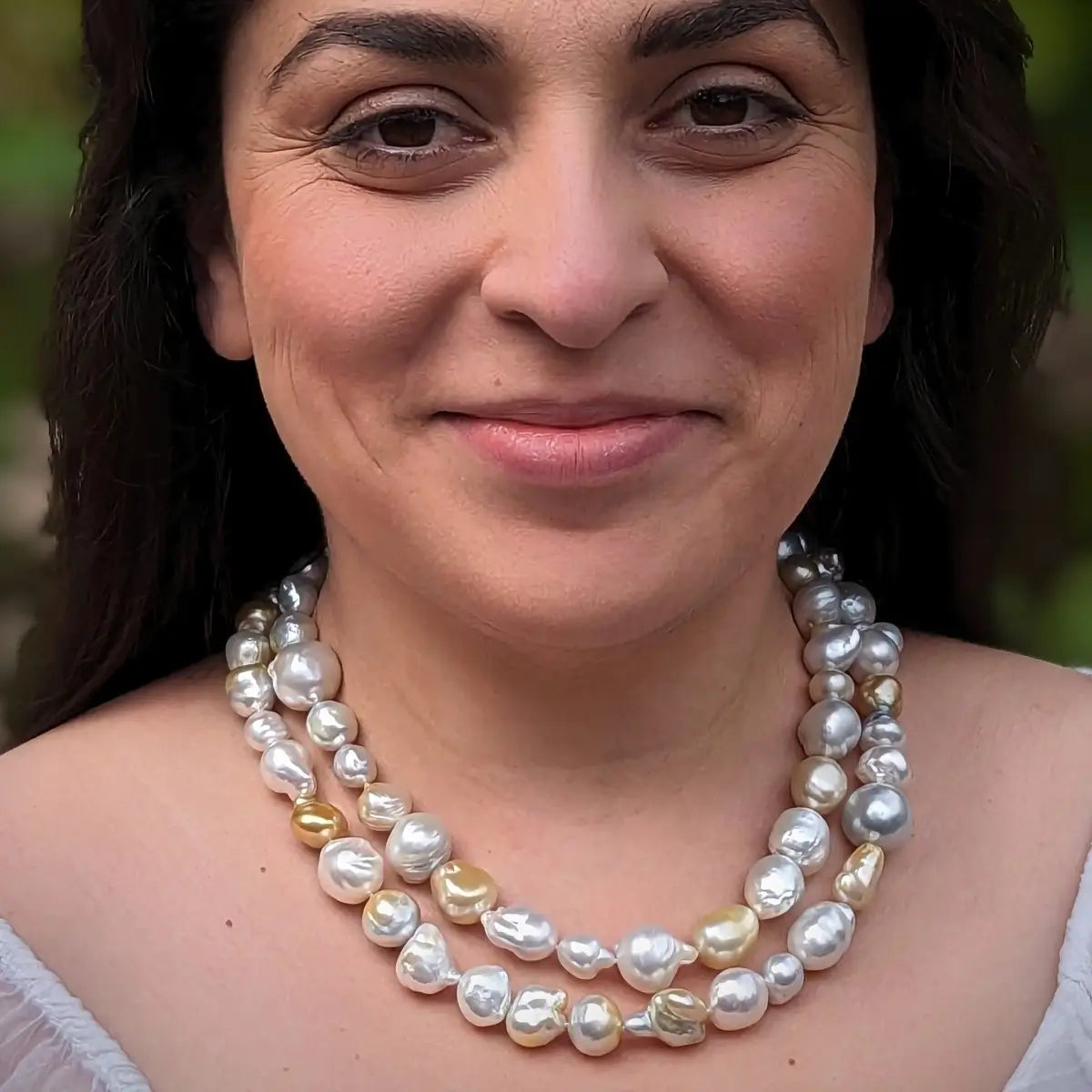 Harvest Strand: 9-19mm White &amp; Golden South Sea Pearl Necklace - Marina Korneev Fine Pearls