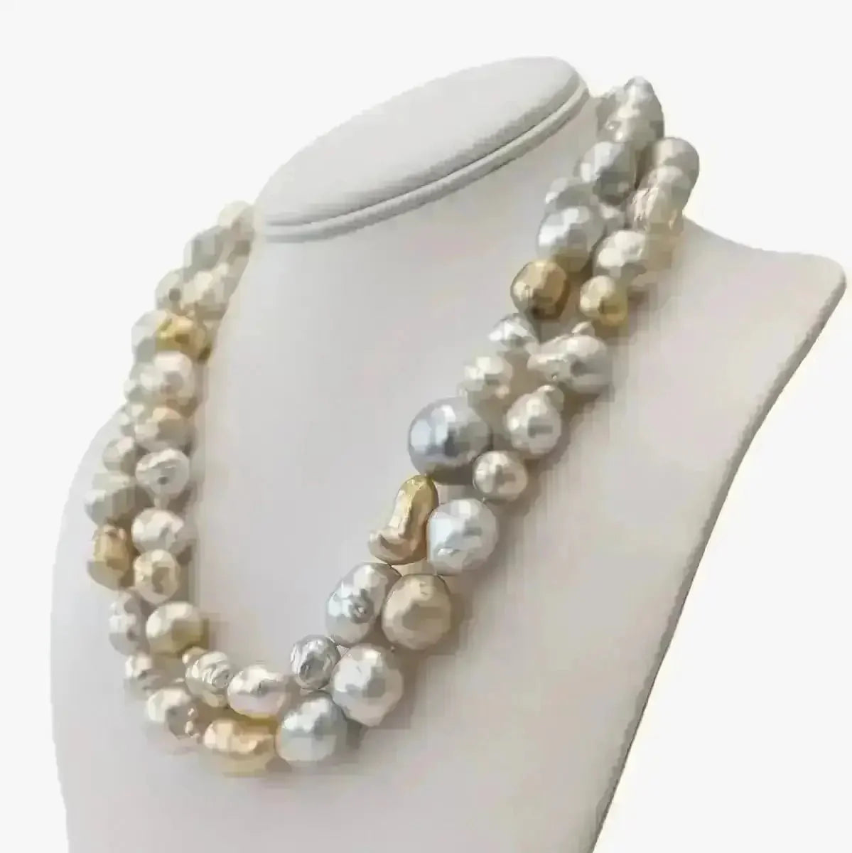 9 - 19mm Harvest Strand: White & Golden South Sea Pearl Necklace - Marina Korneev