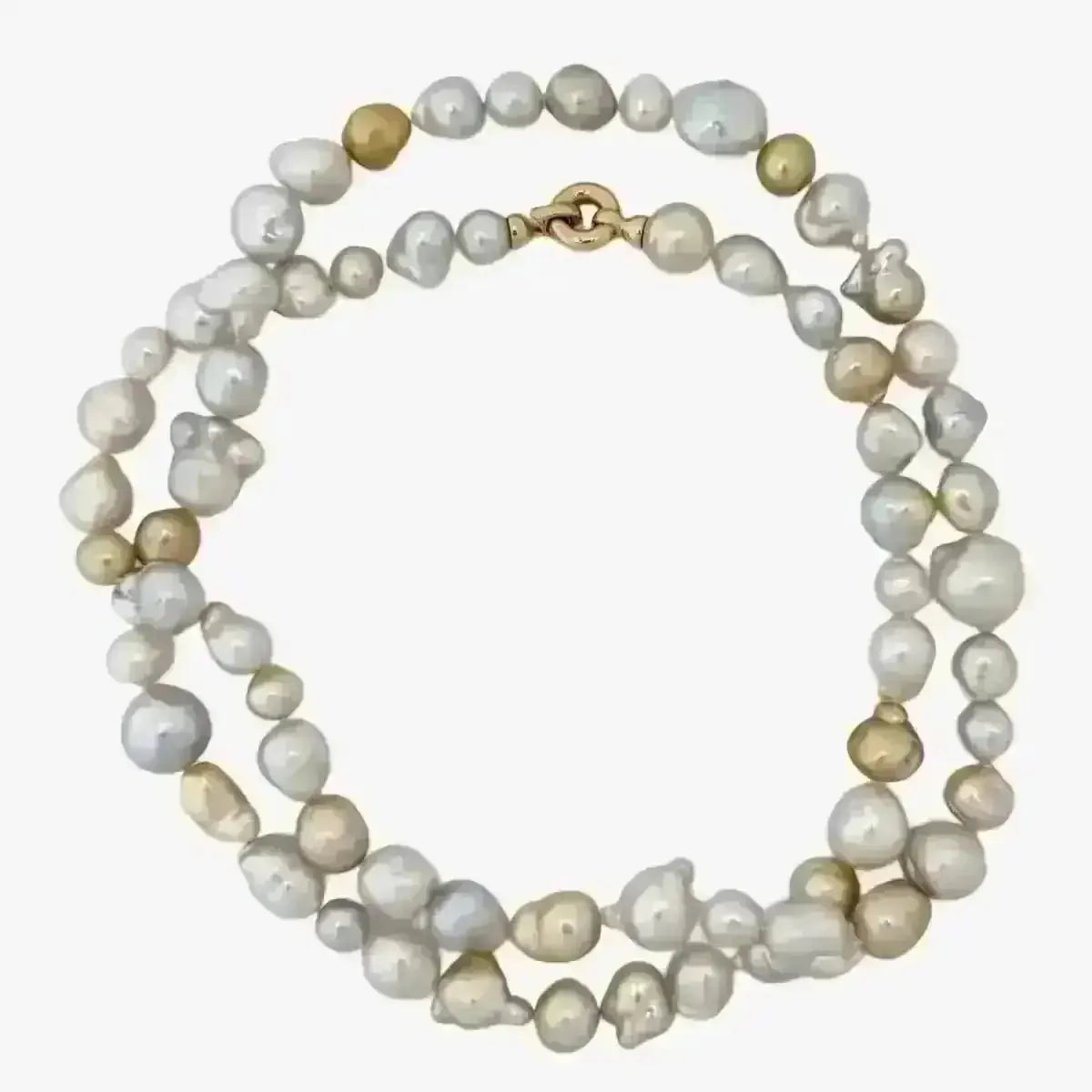 9 - 19mm Harvest Strand: White & Golden South Sea Pearl Necklace - Marina Korneev
