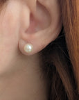 7.5-8.0mm White Akoya Pearl Stud Earrings - Marina Korneev Fine Pearls