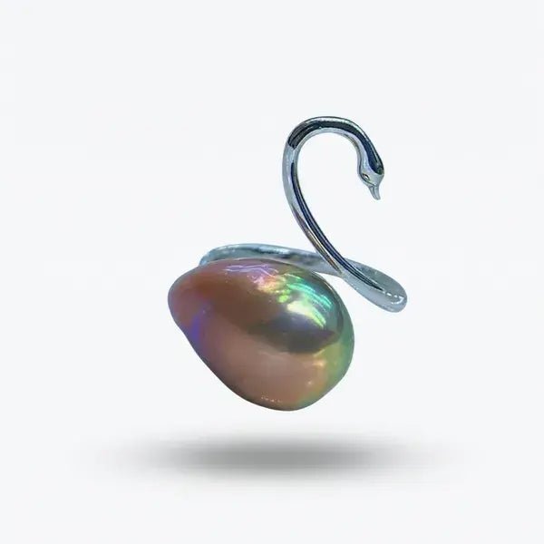 Chinese Freshwater Baroque Pearl Swan Ring Elegant Rings by Marina Korneev