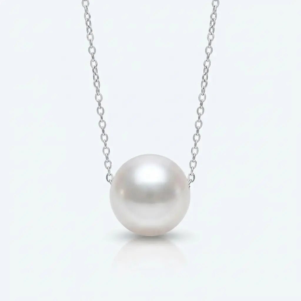 Japanese Akoya Pearl Solitaire Chain Necklace Elegant Necklaces by Marina Korneev