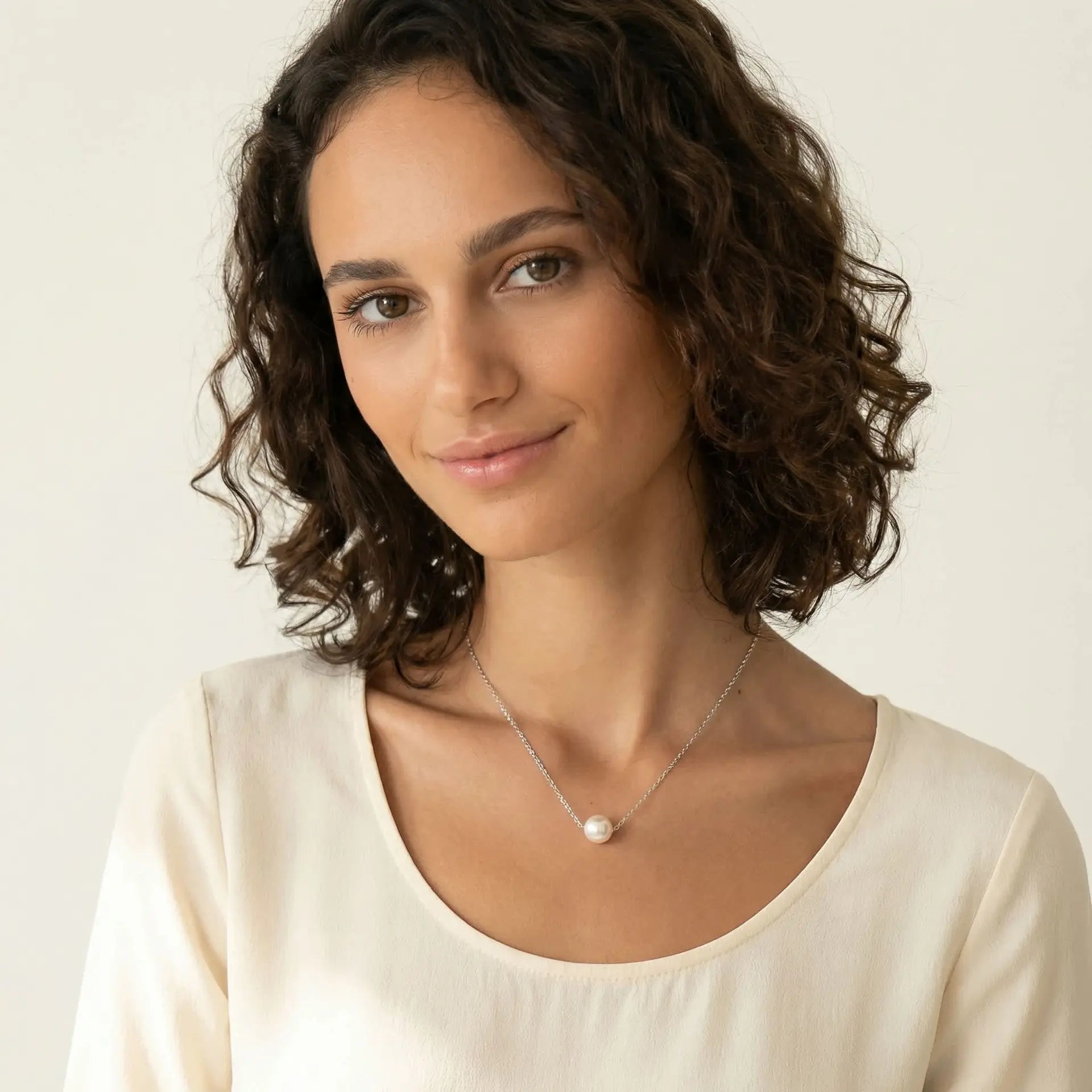 Japanese Akoya Pearl Solitaire Chain Necklace Elegant Necklaces by Marina Korneev