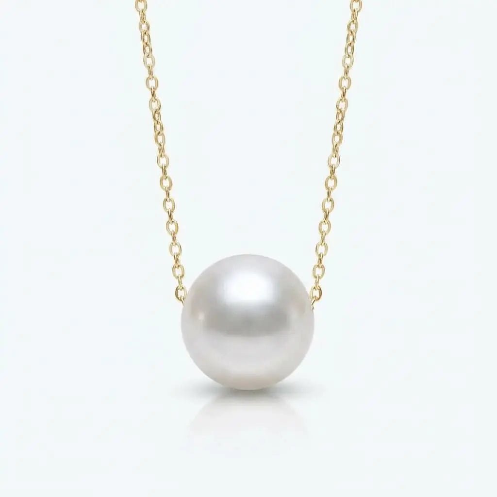 Japanese Akoya Pearl Solitaire Chain Necklace Elegant Necklaces by Marina Korneev
