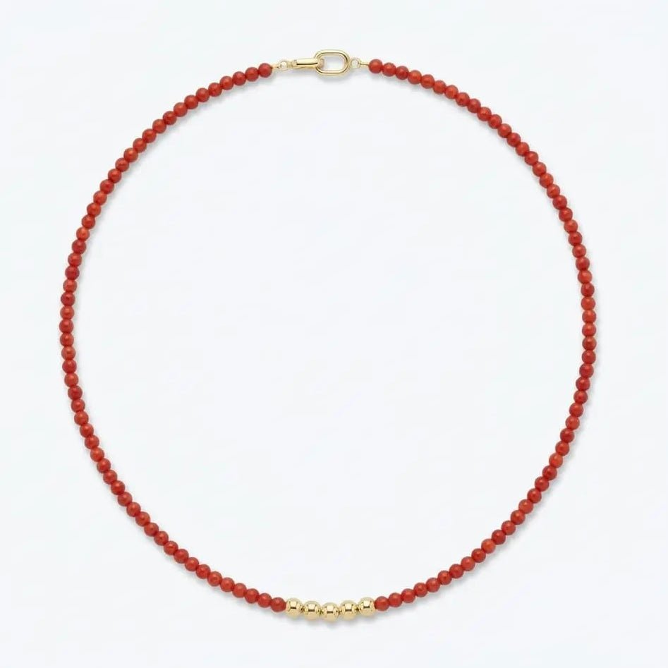 Mediterranean Coral and 14K Gold Beads Necklace Elegant Necklaces by Marina Korneev