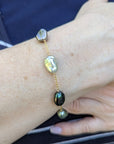 9-10mm Tahitian Keshi Pearl Station Tin Cup Chain Bracelet - Marina Korneev Fine Pearls