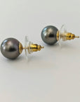 9-10mm Green Tahitian Pearl Stud Earrings - Marina Korneev Fine Pearls