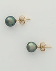 7-8mm Tiny Green Tahitian Pearl Stud Earrings - Marina Korneev Fine Pearls