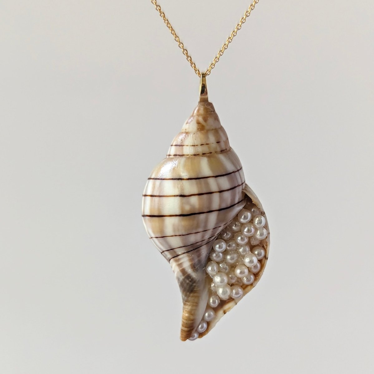 2.0 - 2.2mm Seed Freshwater Pearl and Shell Pendant Elegant Pendants by Marina Korneev