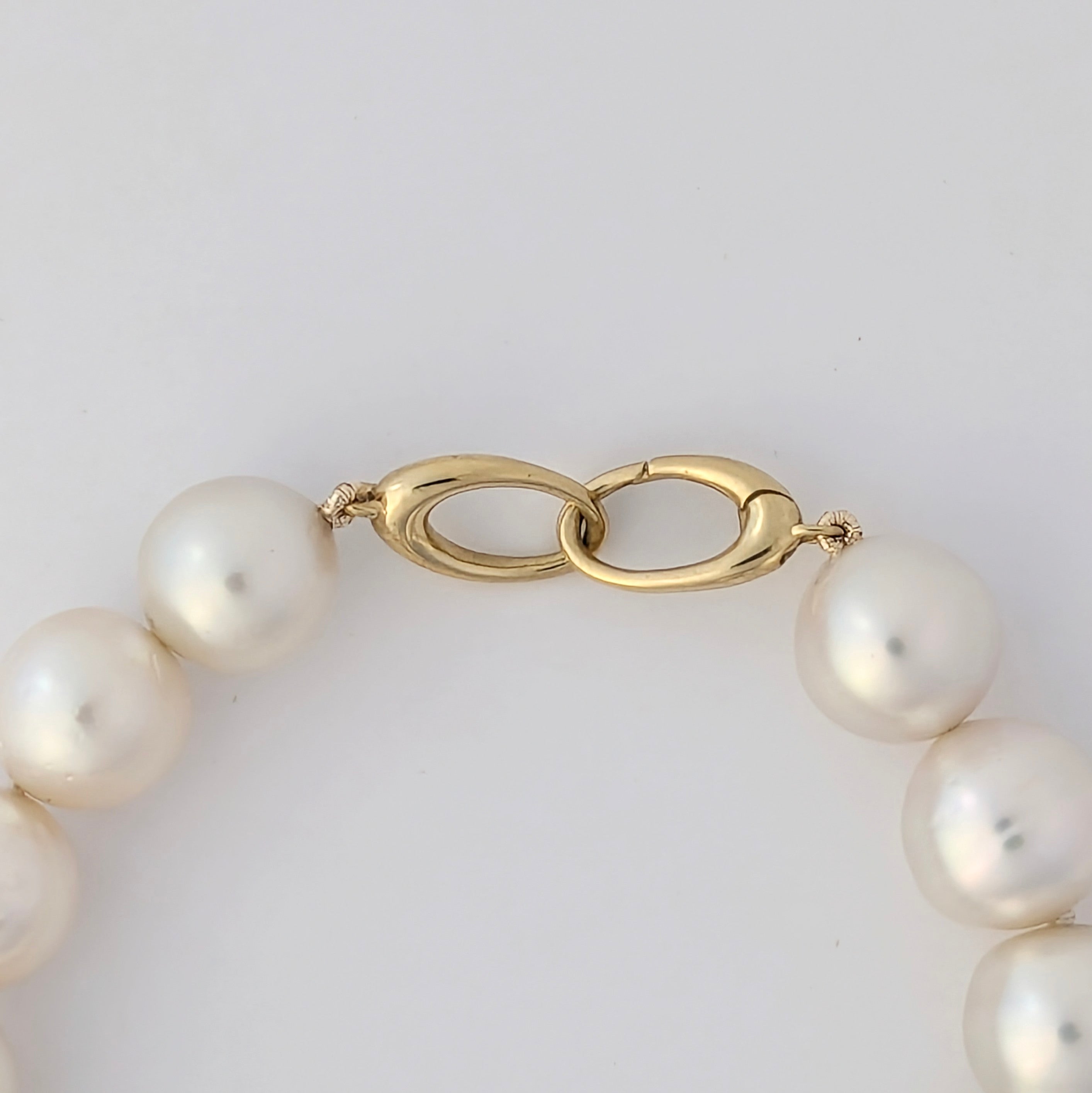 12–14mm White South Sea Pearl Bracelet, 14K Yellow Gold – Marina
