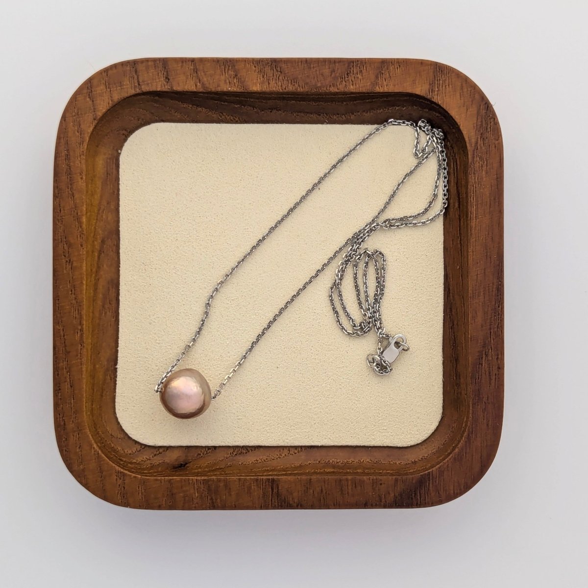 11 - 12mm Freshwater Edison Pearl Solitaire Chain Necklace Elegant Necklaces by Marina Korneev