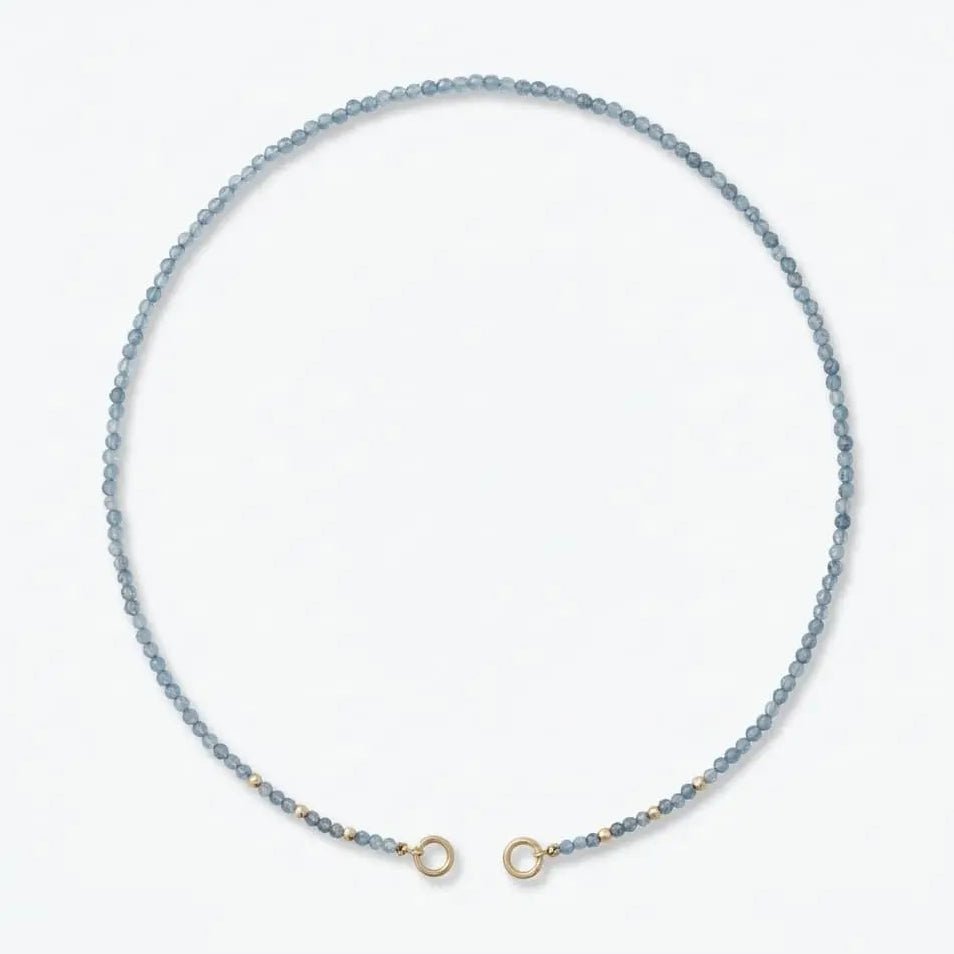 Tiny Santa Maria Aquamarine Bead Add - a - Clasp Necklace Elegant Necklaces by Marina Korneev