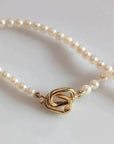 3.0-3.5mm White Seed Bead Nucleated Freshwater Pearl Necklace w/Gold Beads - Marina Korneev