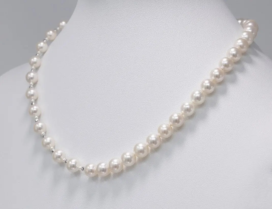 Akoya Pearl Half and Half Necklace with 14K White Gold Marina Pearls