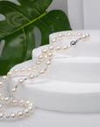 Akoya Pearl Half and Half Necklace with 14K White Gold Marina Pearls