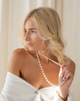 Akoya Pearl Station Necklace with 14K Yellow Gold Marina Pearls