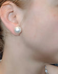 Amazing White South Sea Pearl 14 mm Stud Earrings Marina Pearls