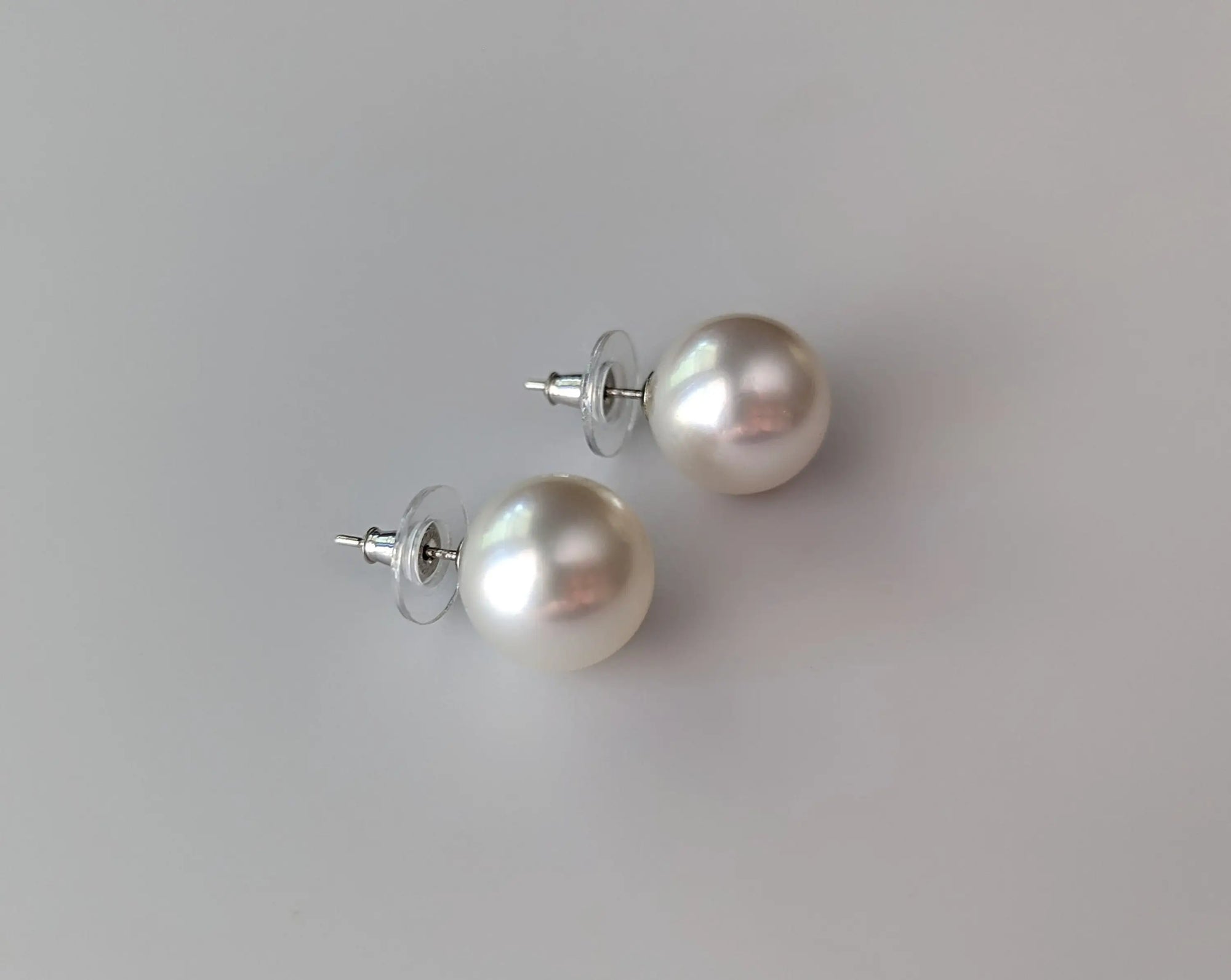 Amazing White South Sea Pearl 14 mm Stud Earrings Marina Pearls