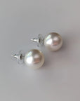 Amazing White South Sea Pearl 14 mm Stud Earrings Marina Pearls