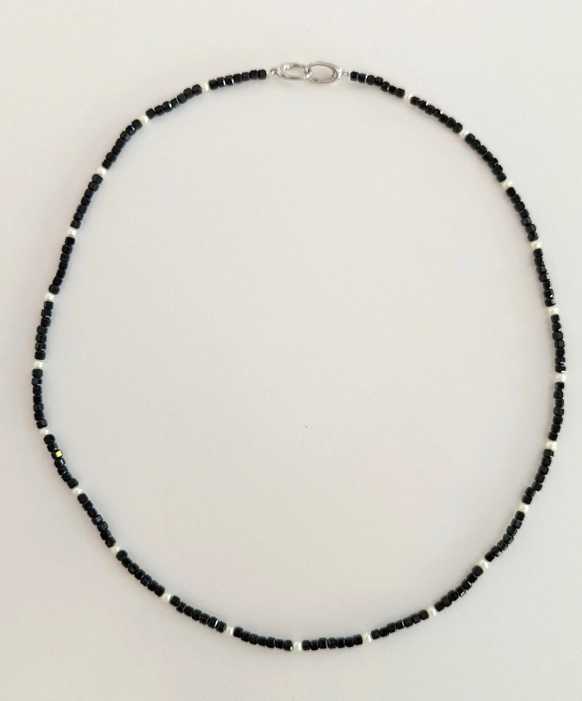 Baby Akoya Pearl with Black Spinel Necklace Marina Pearls