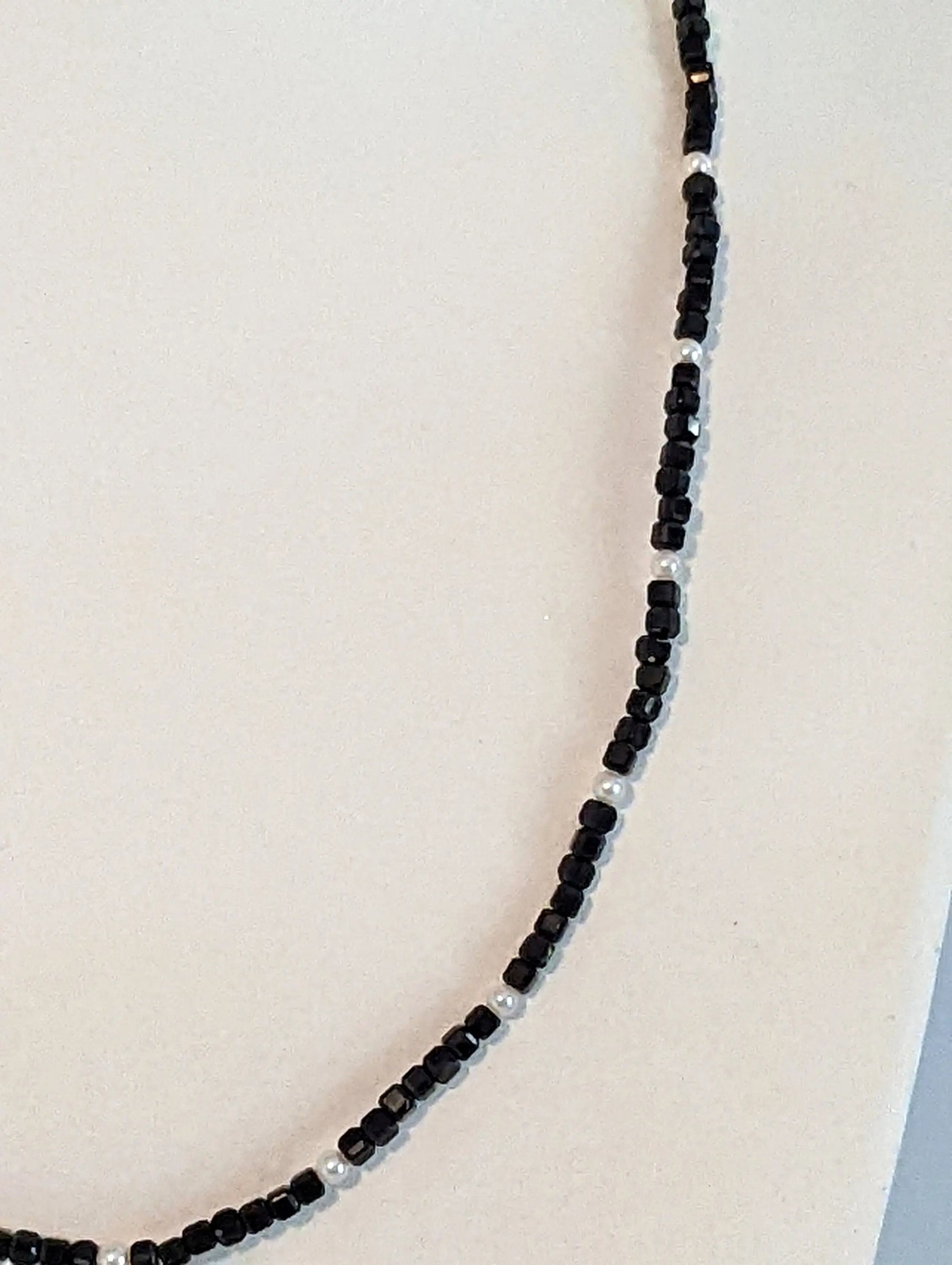 Baby Akoya Pearl with Black Spinel Necklace Marina Pearls