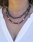 Black Spinel and Tahitian Pearls Necklace Rope Marina Pearls