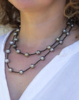 Black Spinel and Tahitian Pearls Necklace Rope Marina Pearls