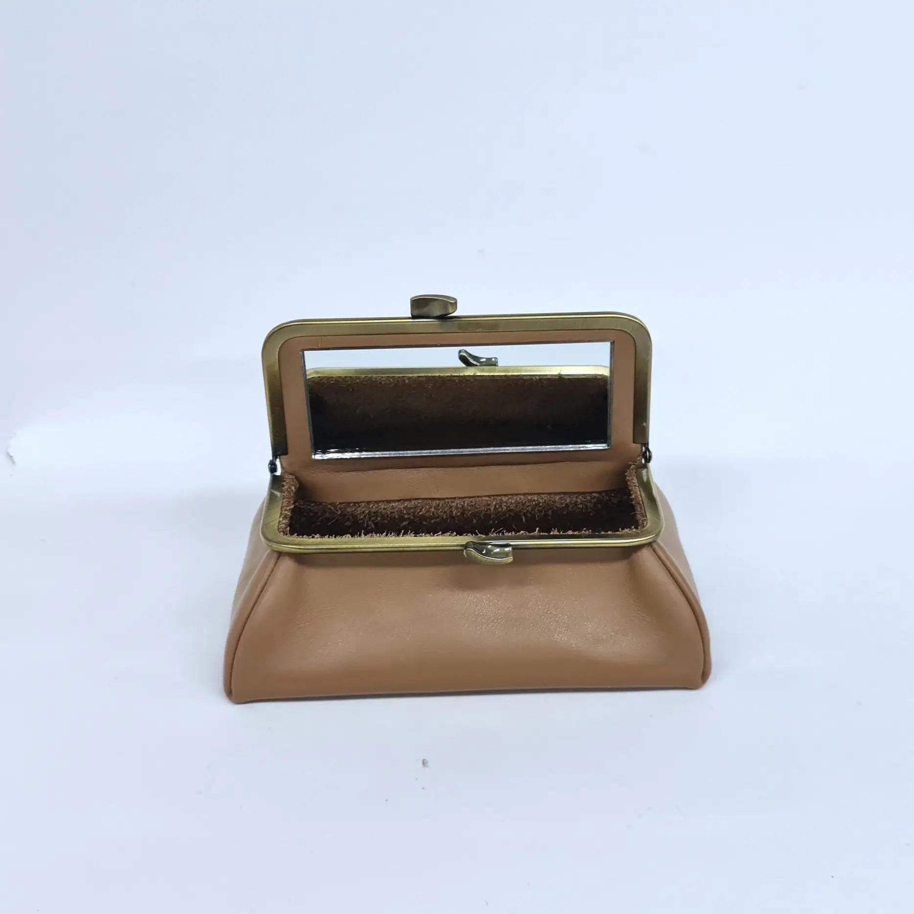 Camel Brown Handmade Genuine Leather Travel Bag - Cosmetic Bag