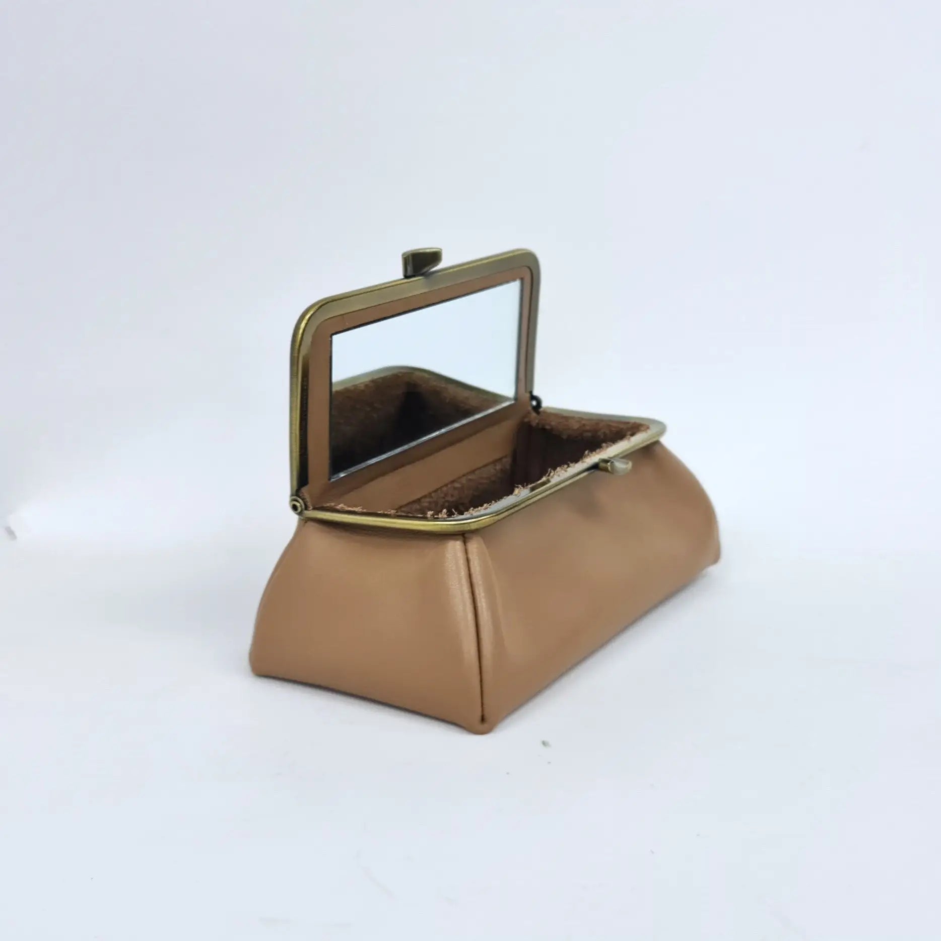 Camel Brown Handmade Genuine Leather Travel Bag - Cosmetic Bag