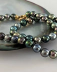 CANDY COLORS! Tahitian Pearl Necklace with 18K Yellow Gold Clasp Marina Pearls