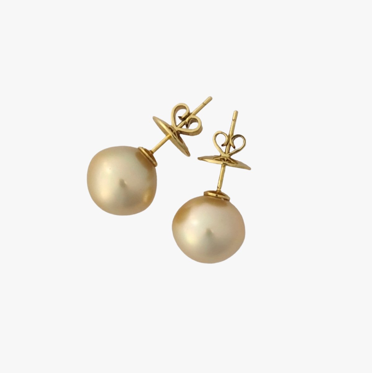 13-14mm Golden South Sea Pearl Stud Earrings - Marina Korneev Fine Pearls