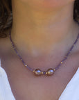 Edison Freshwater Pearls with Amethyst and 14K Yellow Gold Necklace Marina Pearls