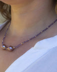 Edison Freshwater Pearls with Amethyst and 14K Yellow Gold Necklace Marina Pearls