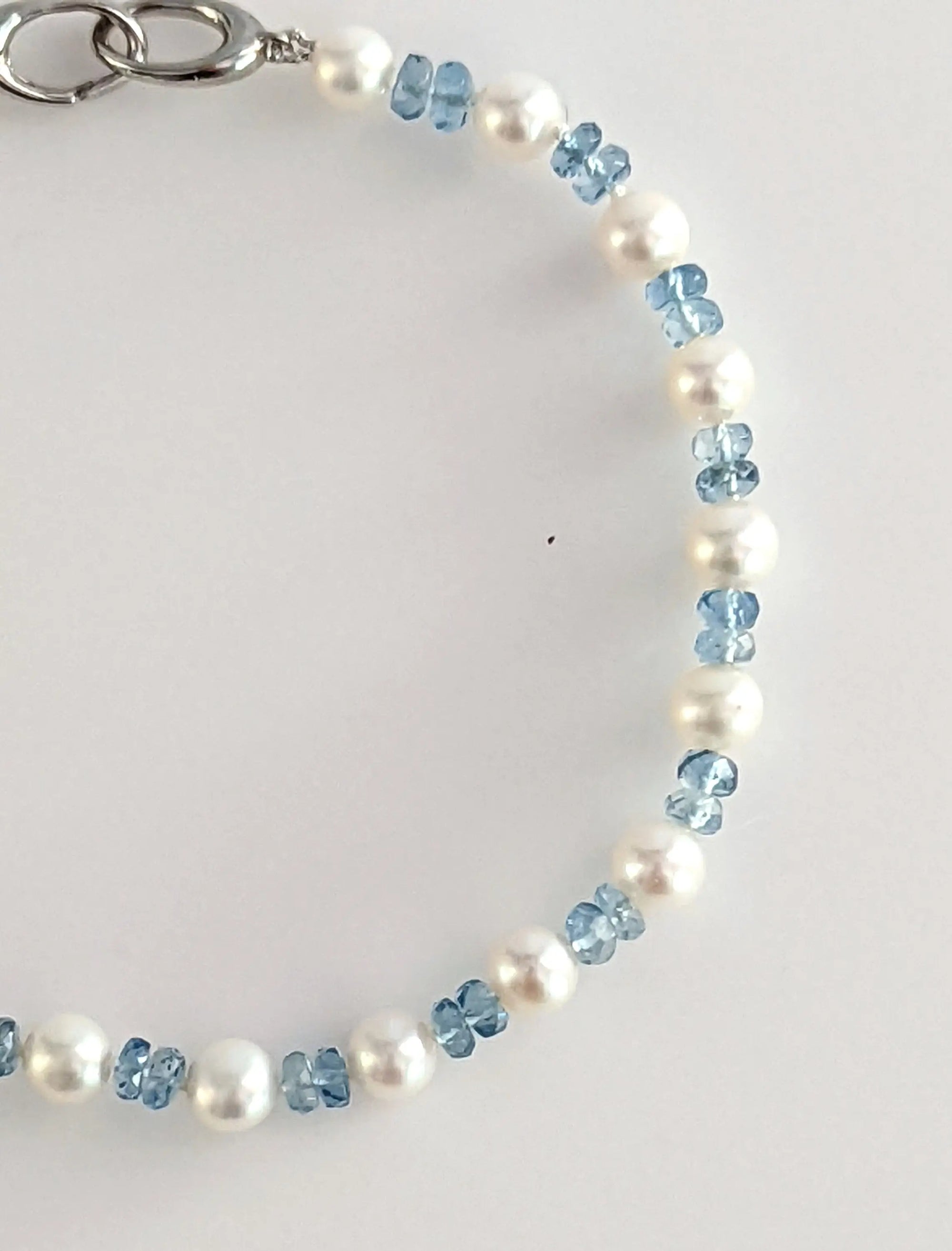 Freshwater Pearl and Aquamarine Bracelet Marina Pearls