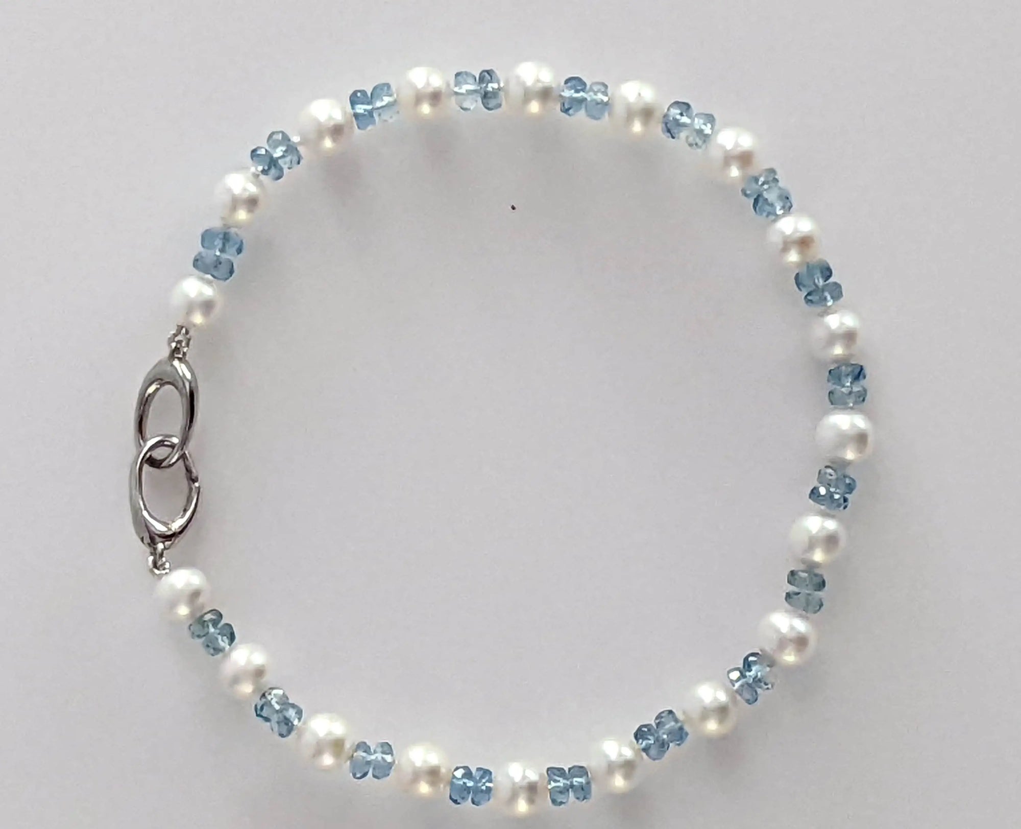 Freshwater Pearl and Aquamarine Bracelet Marina Pearls