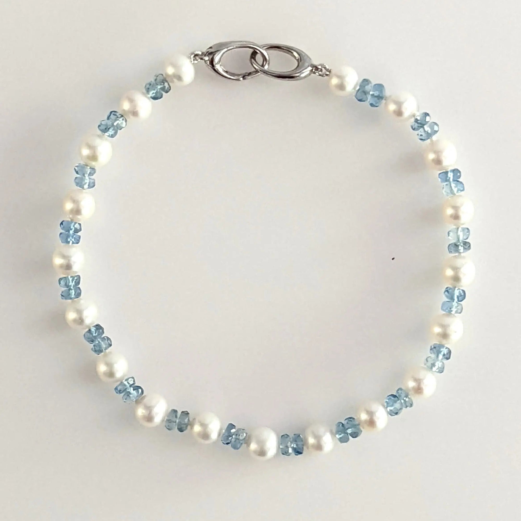 Freshwater Pearl and Aquamarine Bracelet Marina Pearls