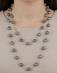 10-12mm Semi-Baroque Tahitian Pearl Station Long Necklace