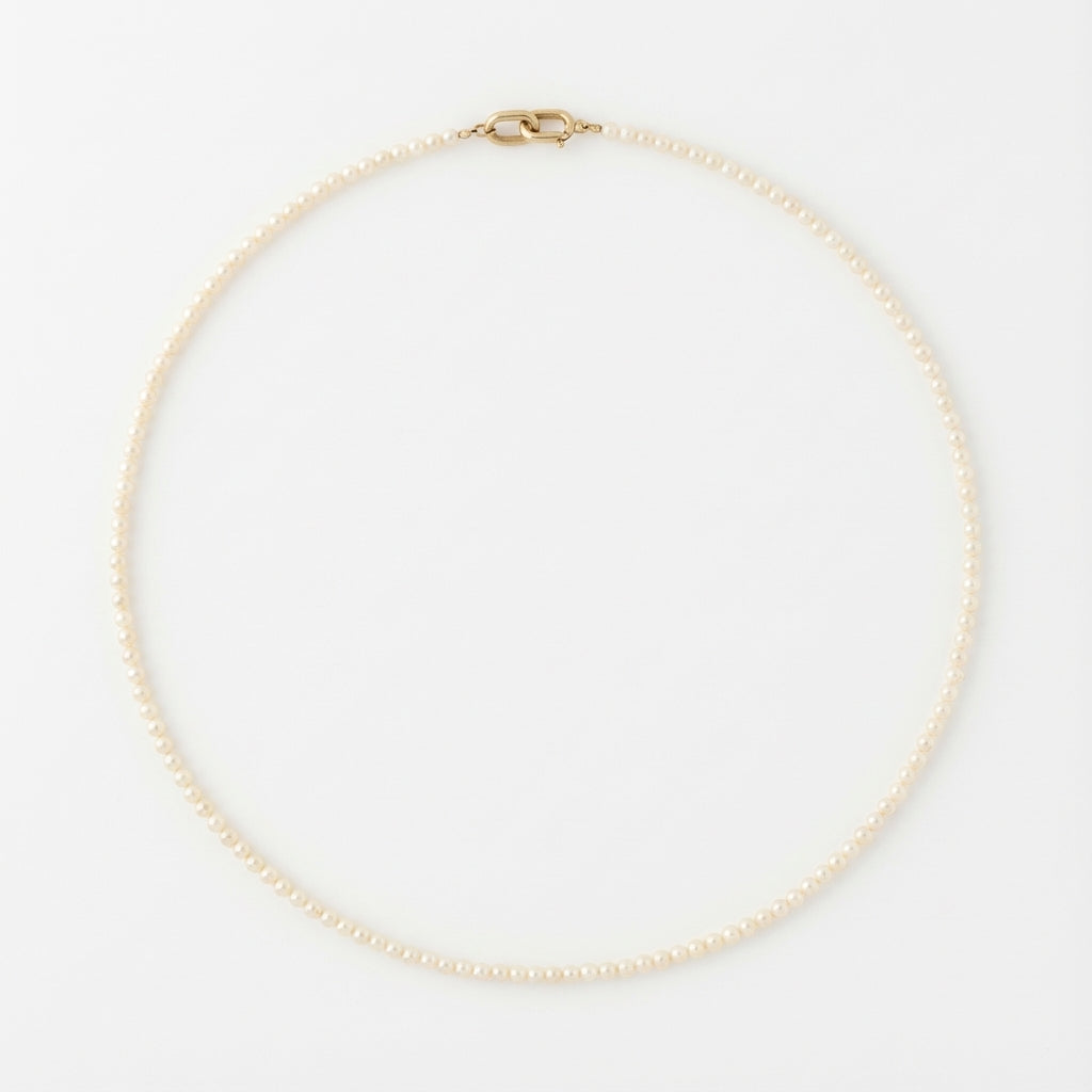 2.5-4.0mm White Baby Akoya Pearl Necklace Chain