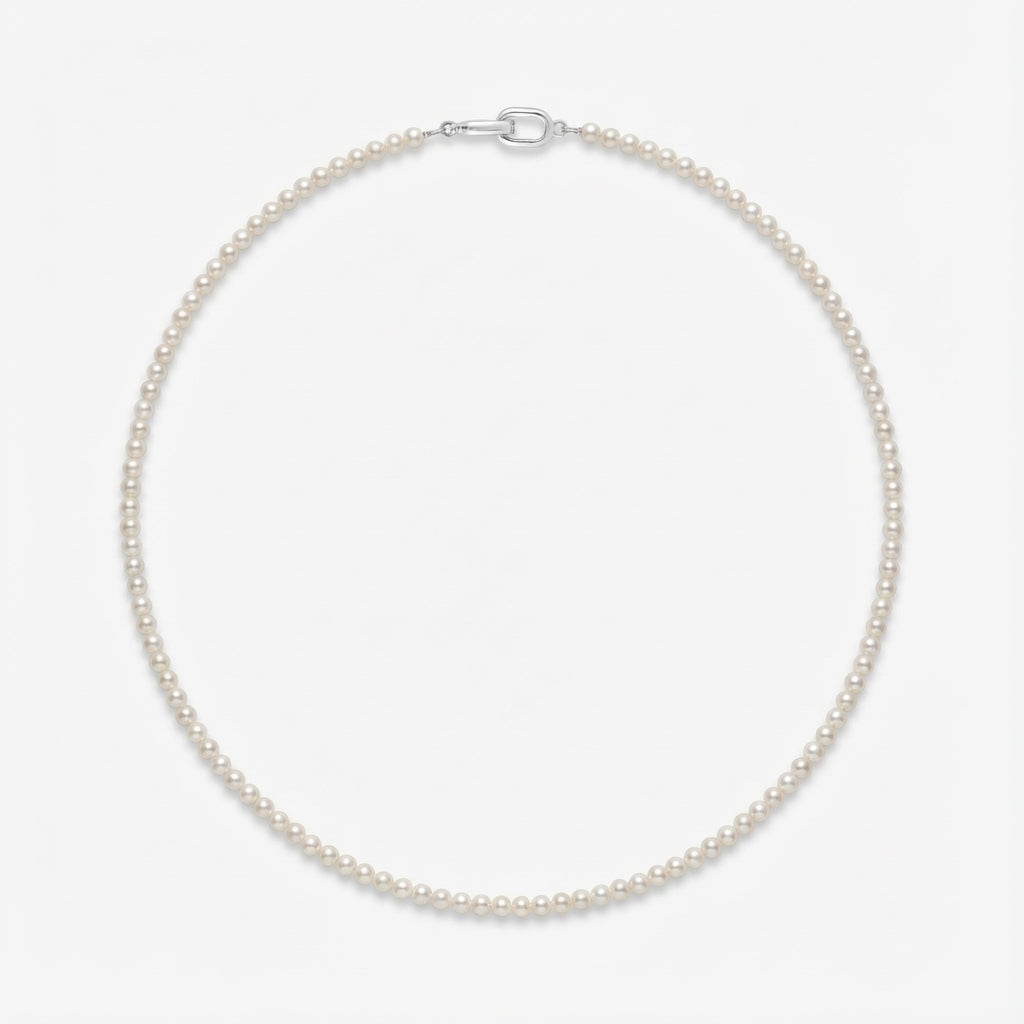 2.5-4.0mm White Baby Akoya Pearl Necklace Chain