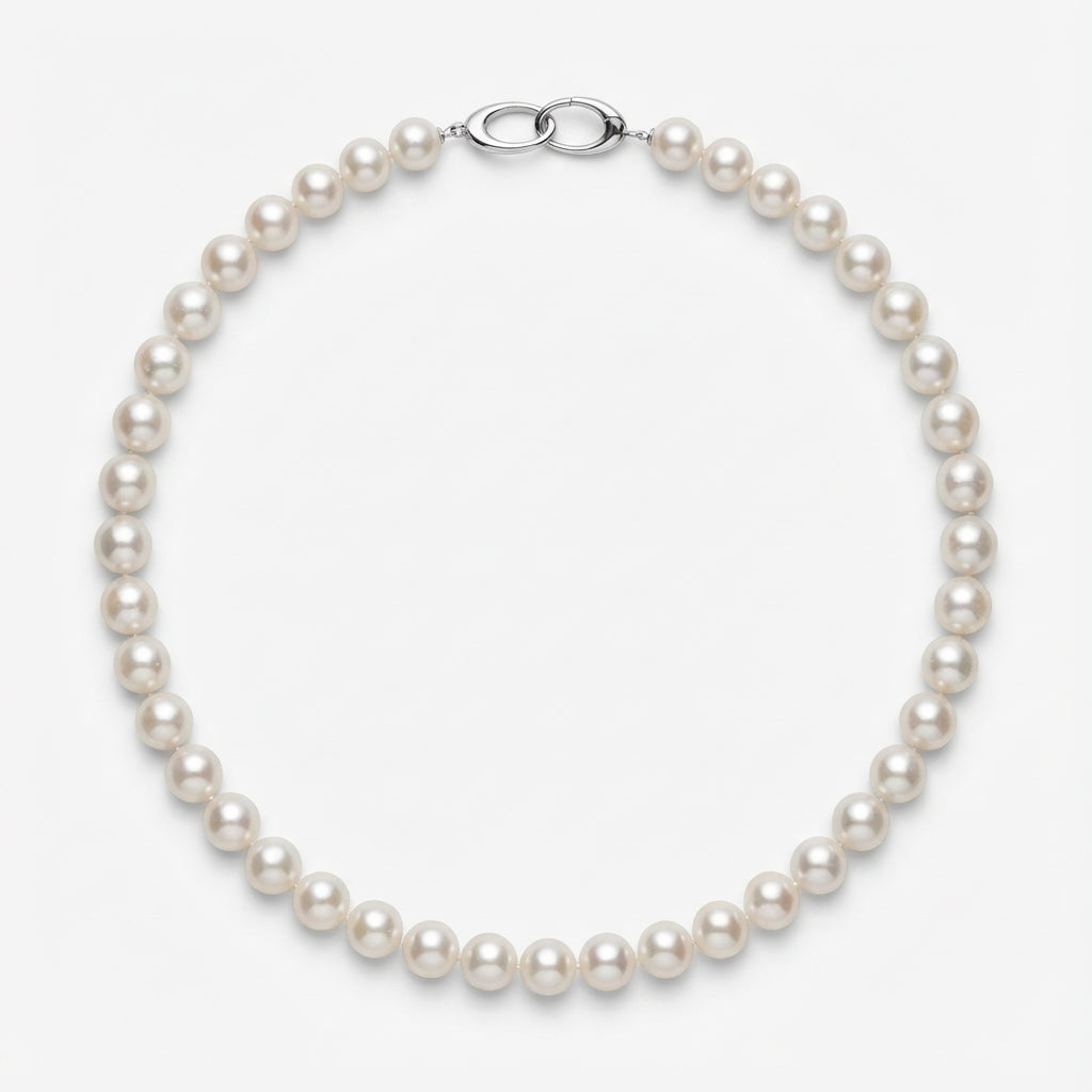 8.5-10.5mm Classic White Akoya Pearl Necklace - Marina Korneev