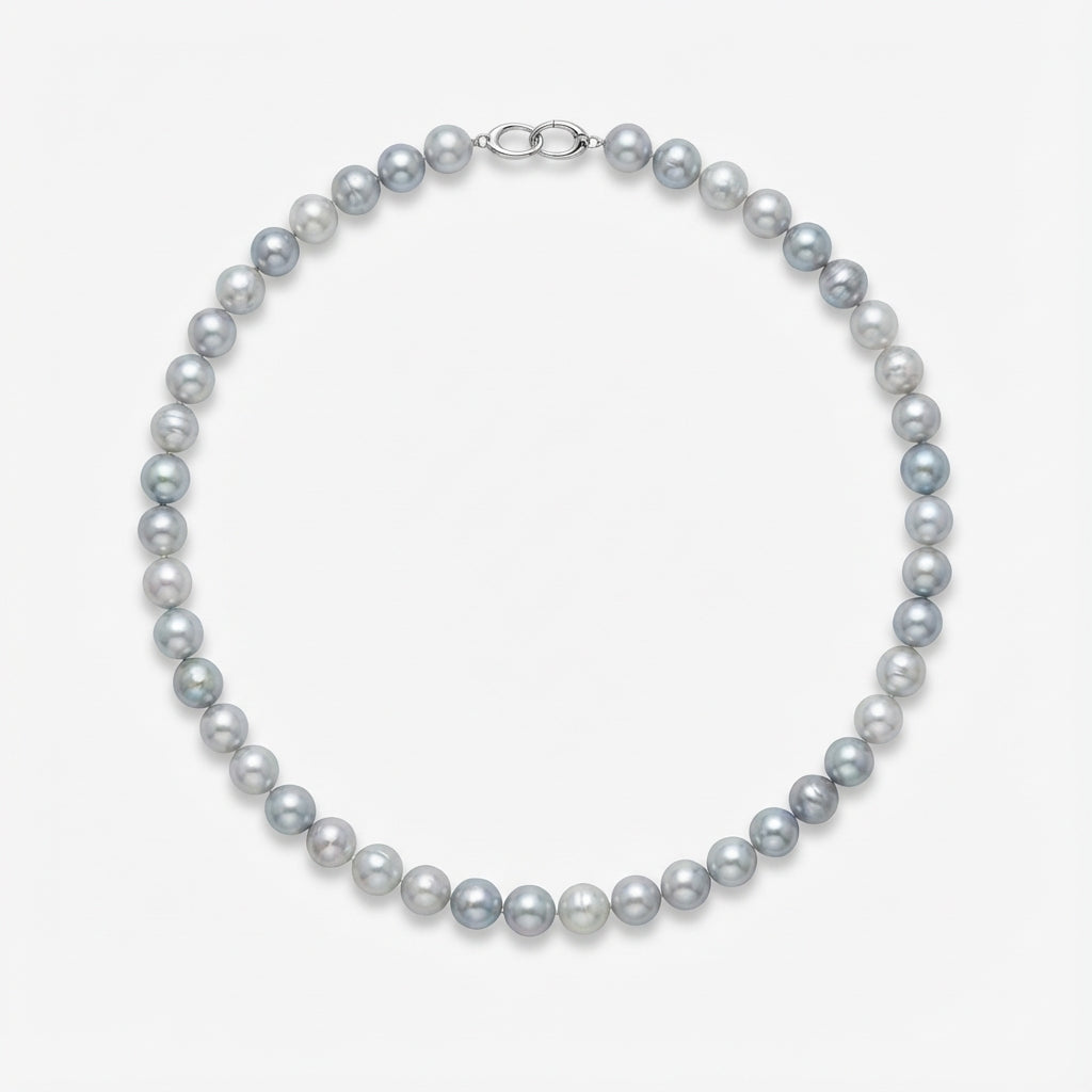 8.5-9.0mm Silver Semi-Baroque Akoya Pearl Necklace - Marina Korneev